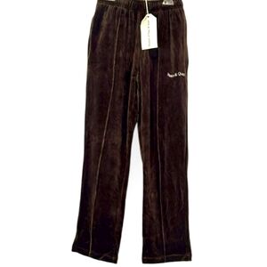 NWT Museum of Peace and Quiet Wordmark Velour Pants Dark Brown REVOLVE Unisex L
